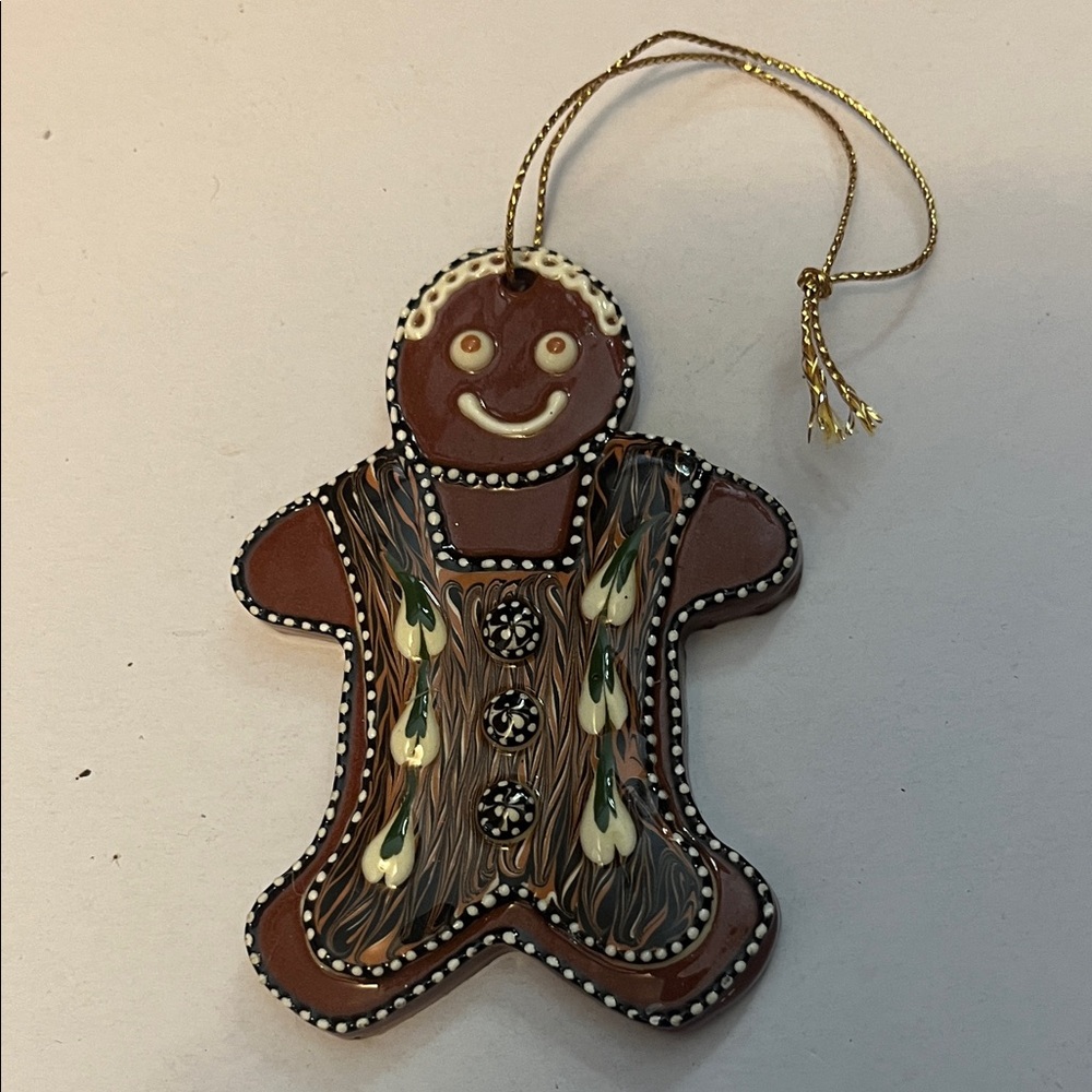 Festive Gingerbread Man Ornament - Brown and Cream
